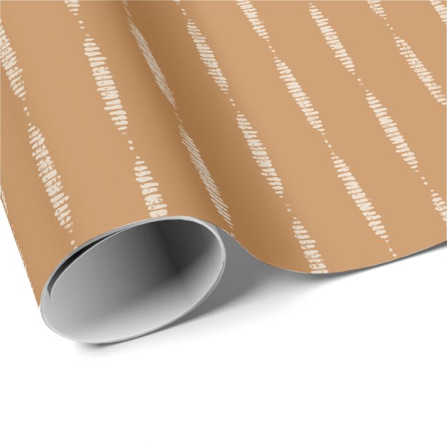Papier Cadeau Maison rustique lignes bohèmes bandes verticales p (Coin rond)