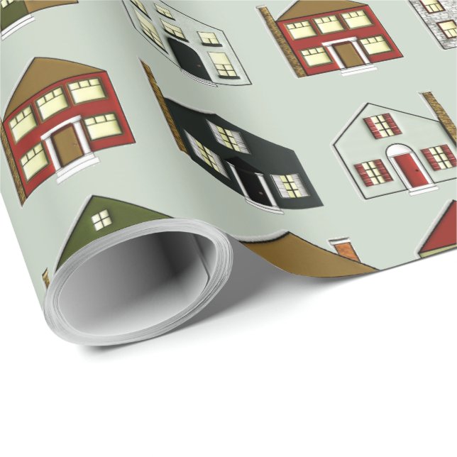 Papier Cadeau Maisons de l'agent immobilier (Coin rond)
