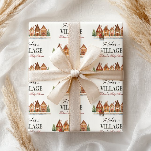 Papier Cadeau Maisons de village à poussette rustique Shower de  (Créateur téléchargé)