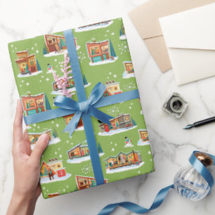 Papier Cadeau Maisons modernes du milieu du siècle Noel Avocado 