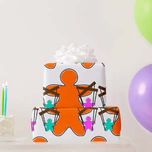 Papier Cadeau Maître de Marionnettes en Pain d'Épices Contrôlant