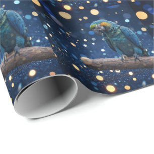 Papier Cadeau Majesté Bleue : La Macaw Bleue Sur Dreamy Blue Bok