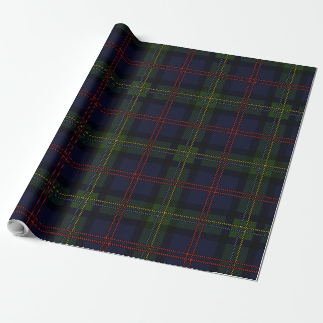Papier Cadeau Malcolm vert violet rouge Tartan (Déroulé)