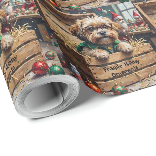 Papier Cadeau Malti Tzu Christmas Ornament Inspector Holiday (Coin rond)