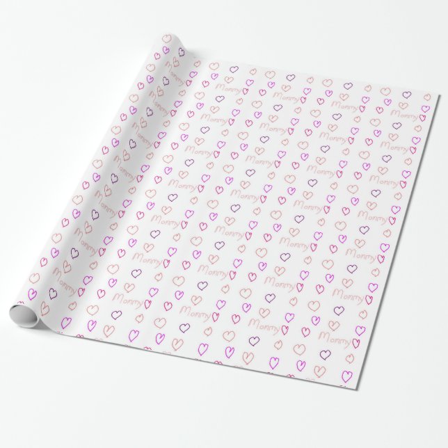 Papier Cadeau Maman aux coeurs (Déroulé)