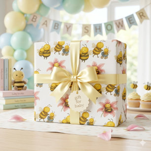 Papier Cadeau Maman bourdon mignonne et bébé abeille 