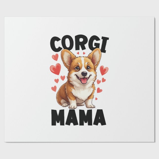 Papier Cadeau Maman Corgi - Maman Corgi Mignonne (Plat)