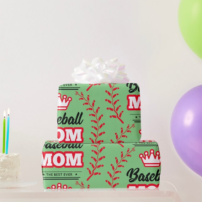 Papier Cadeau Maman De Baseball Chemise La Meilleure Couronne Ja (Créateur téléchargé)