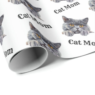Papier Cadeau Maman de Chat British Shorthair