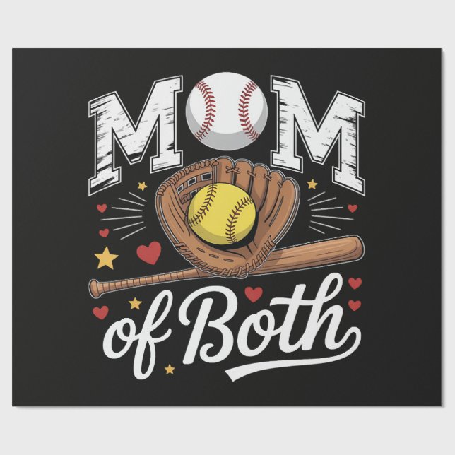 Papier Cadeau Maman de Game Day Baseball Softball  (Plat)