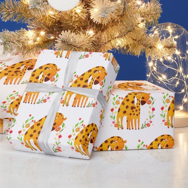 Papier Cadeau Maman et bébé Giraffe (Vacances)