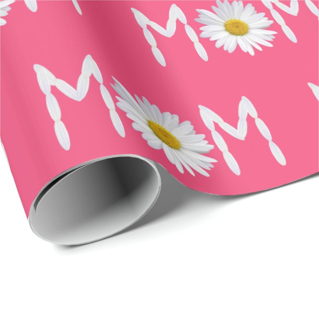 Papier Cadeau Maman Fleur Daisy et pétales (Coin rond)