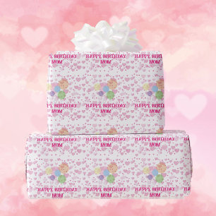 Papier Cadeau Maman Joyeux Anniversaire Douche de Coeurs Ajouter