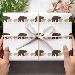 Papier Cadeau Maman Ours Personnalisée Avec 2 Noms d'Enfants Cad