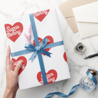 Papier Cadeau Maman Sucrée Typography Cœurs Roses Drôles