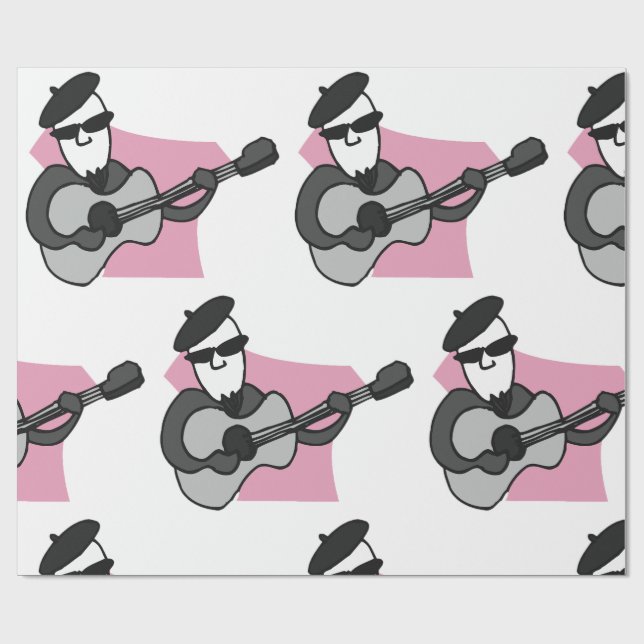 Papier Cadeau Man Wearing Beret Playing Acoustic Guitar (Plat)