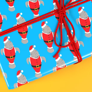 Papier Cadeau Manatee Père Noël Outfit Animal Novelty Noël