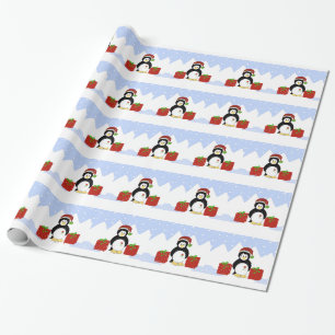Papier Cadeau Manchot cool avec des paquets de Noël