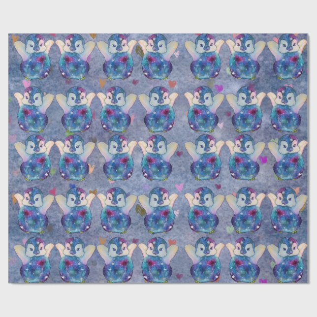 Papier Cadeau Manchot nommé Bouton (Plat)