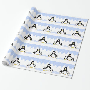 Papier Cadeau Manchots de dessin animé dans l'Arctique