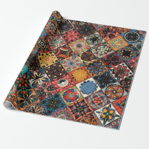 Papier Cadeau Mandala à fleurs ethniques sans couture motif. M c