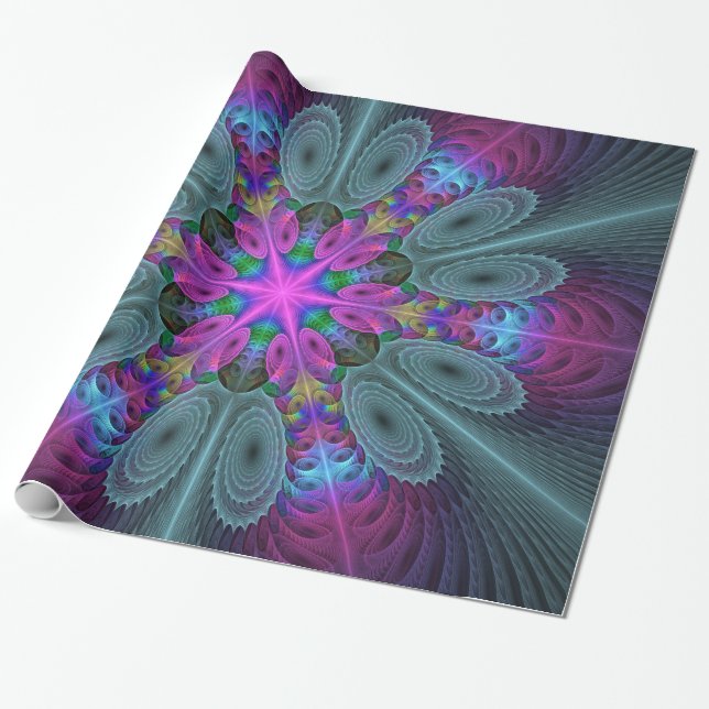 Papier Cadeau Mandala à partir d'une couleur centrale fractale c (Déroulé)