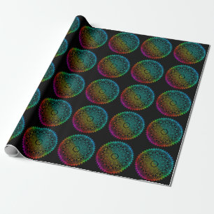 Papier Cadeau Mandala Arc-en-ciel noir