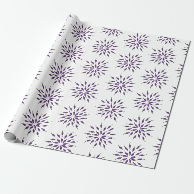 Papier Cadeau Mandala Art poivrons violets (Déroulé)