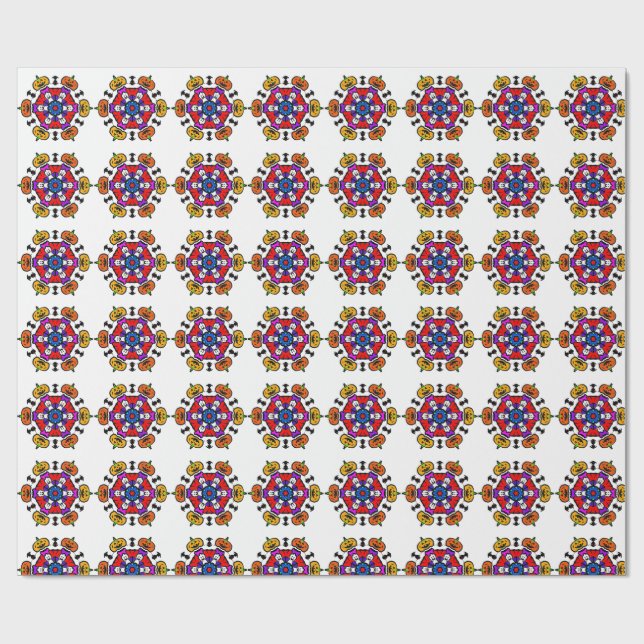 Papier Cadeau Mandala de citrouille d'Halloween (Plat)