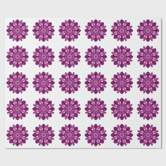 Papier Cadeau Mandala de fleurs violet royal (Plat)