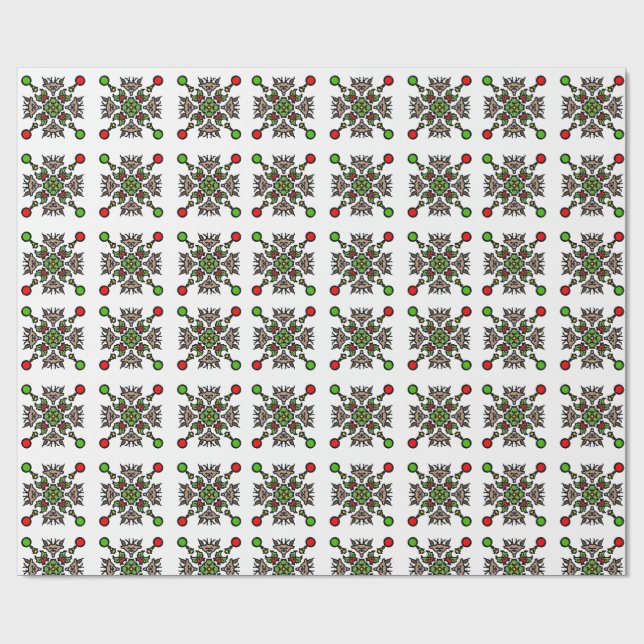 Papier Cadeau Mandala flocon de neige de Noël (Plat)