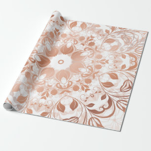 Papier Cadeau Mandala floral d'or rose