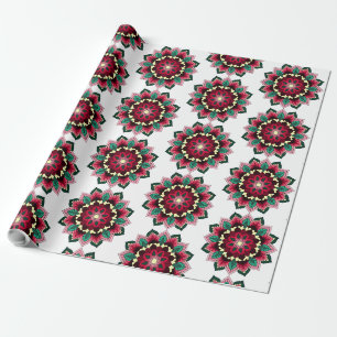 Papier Cadeau Mandala Motif 02 en rose profond