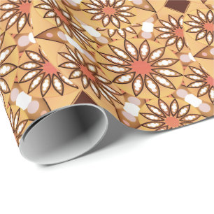 Papier Cadeau Mandala motif, bronzage caramel, chocolat