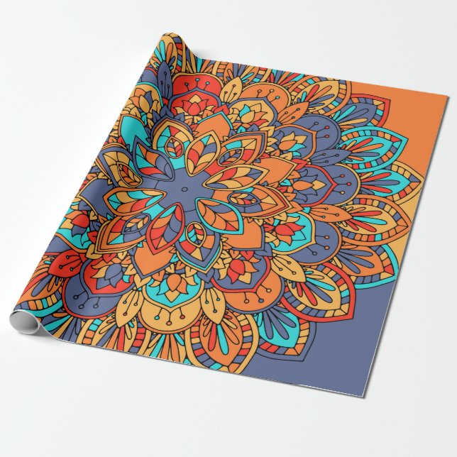 Papier Cadeau Mandala motif marocain coloré (Déroulé)