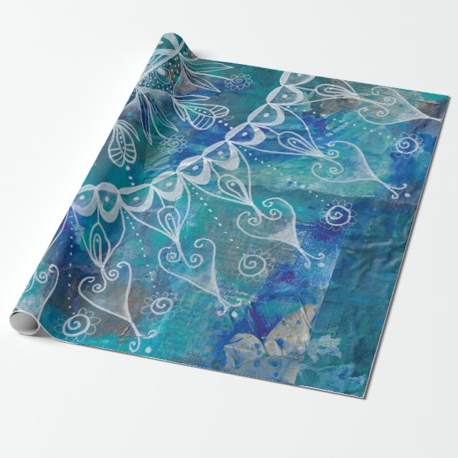 Papier Cadeau Mandala türkis et bleu (Déroulé)
