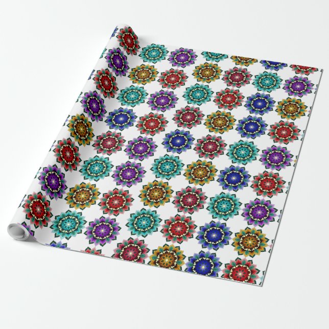 Papier Cadeau Mandalan de différentes couleurs (Déroulé)