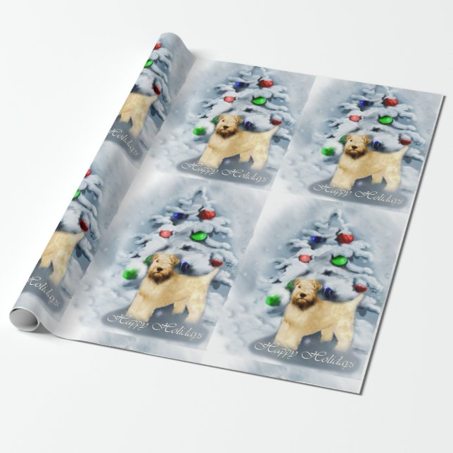 Papier Cadeau Manteau doux Wheaten Terrier Noël (Déroulé)