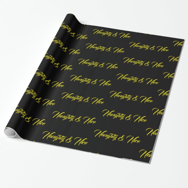 Papier Cadeau Manuscrit jaune vilain et Nice sur le noir - (Déroulé)