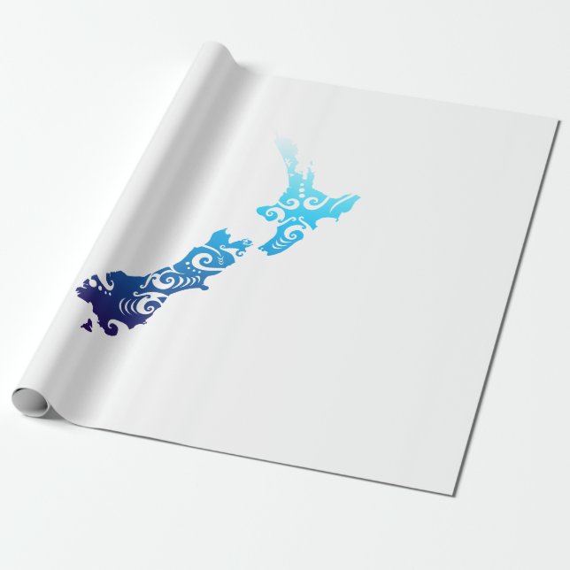 Papier Cadeau Maori New Zealand Map Tribal Tattoo Gidea Idea (Déroulé)