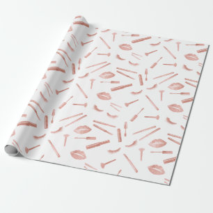 Papier Cadeau Maquillage, sourcils, yeux, cils, cils, or Rose