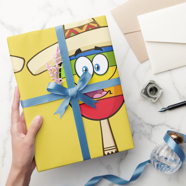 Papier Cadeau Maraca avec Sombrero Fiesta Colorée (Créateur téléchargé)