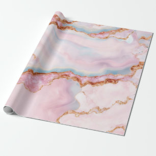 Papier Cadeau Marble Agate tendance Blue Rose Gold Collection