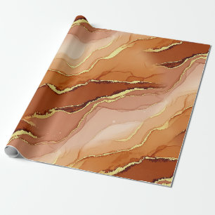 Papier Cadeau Marbre à Fracture Dorée Terre Fluid