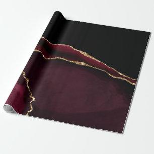 Papier Cadeau Marbre Agate Chic Black Purple Gold Parties scinti