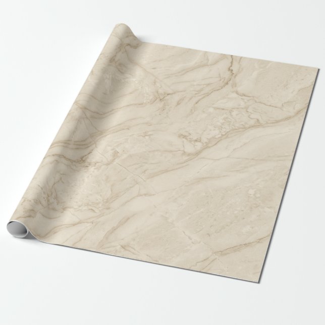 Papier Cadeau Marbre Beige Style Moderne Élégant Subtil (Déroulé)