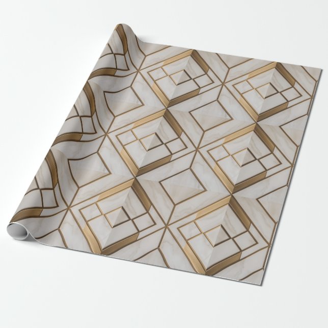 Papier Cadeau Marbre blanc (Déroulé)