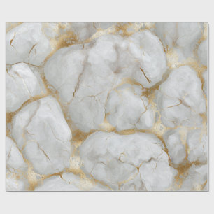 Papier Cadeau Marbre blanc avec veines dorées