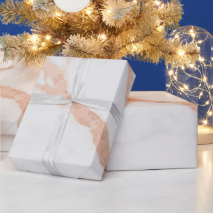 Papier Cadeau Marbre Blanc Élégant avec Accents de Veines Dorées