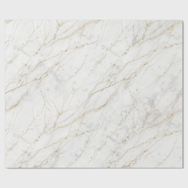Papier cadeau Marbre Blanc et Or (Plat)